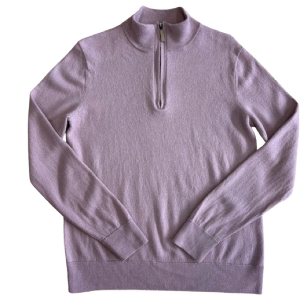 The Commons Men’s L Merino Wool Quarter Zip Sweater Muted Lavender 100% Wool